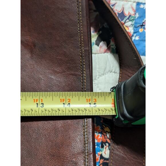 Brown No Fabric Content Canvas Lined Shoulder Strap Brief Bag - Picture 11 of 15